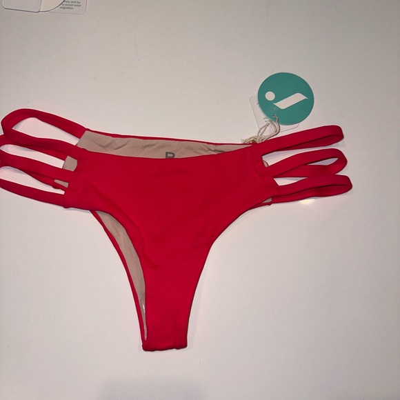 RISE CITY SWIM *Remy* red pink strappy cheeky bikini bottoms L👙 - Picture 5 of 7